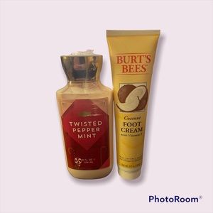 Bath and Body works twisted peppermint lotion Burts Bee’s Coconut Foot Cream new